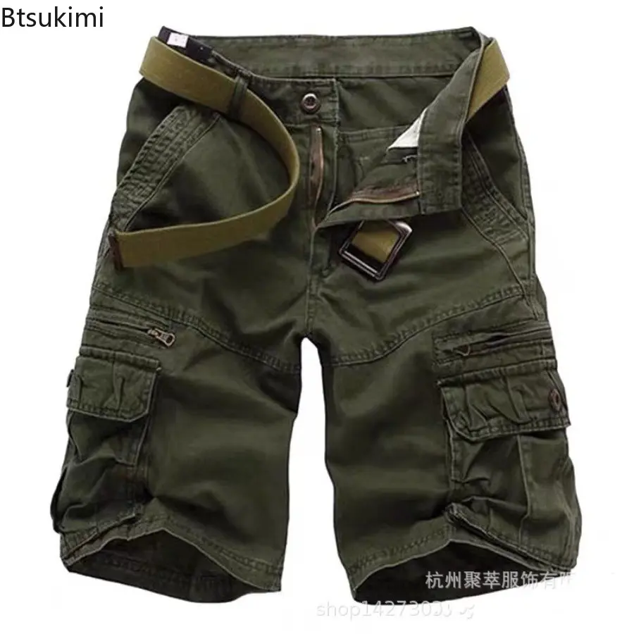 New 2025 Men's Cotton Cargo Shorts Summer Casual Shorts Mens Multi Pocket Knee Length Pant Fashion Streetwear Shorts for Men