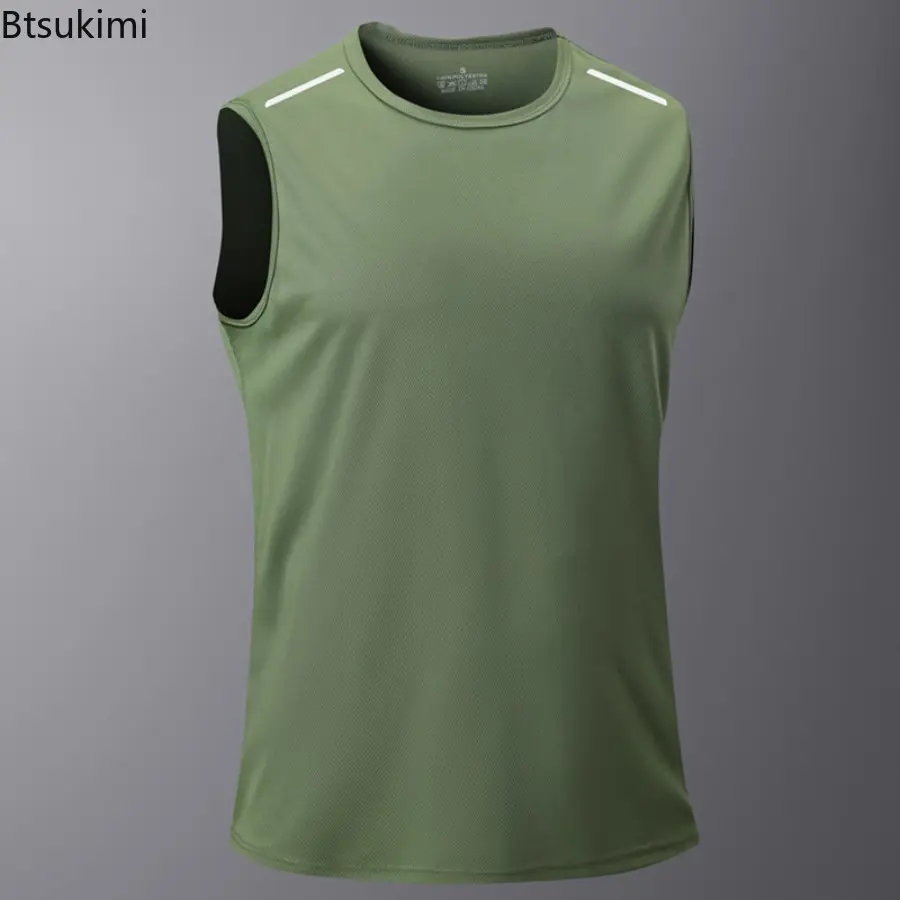 Men's New Summer Vest Sleeveless Short Sleeve Short T Sports Fitness Breathable Running Fitness Vest Quick-drying Running Tops