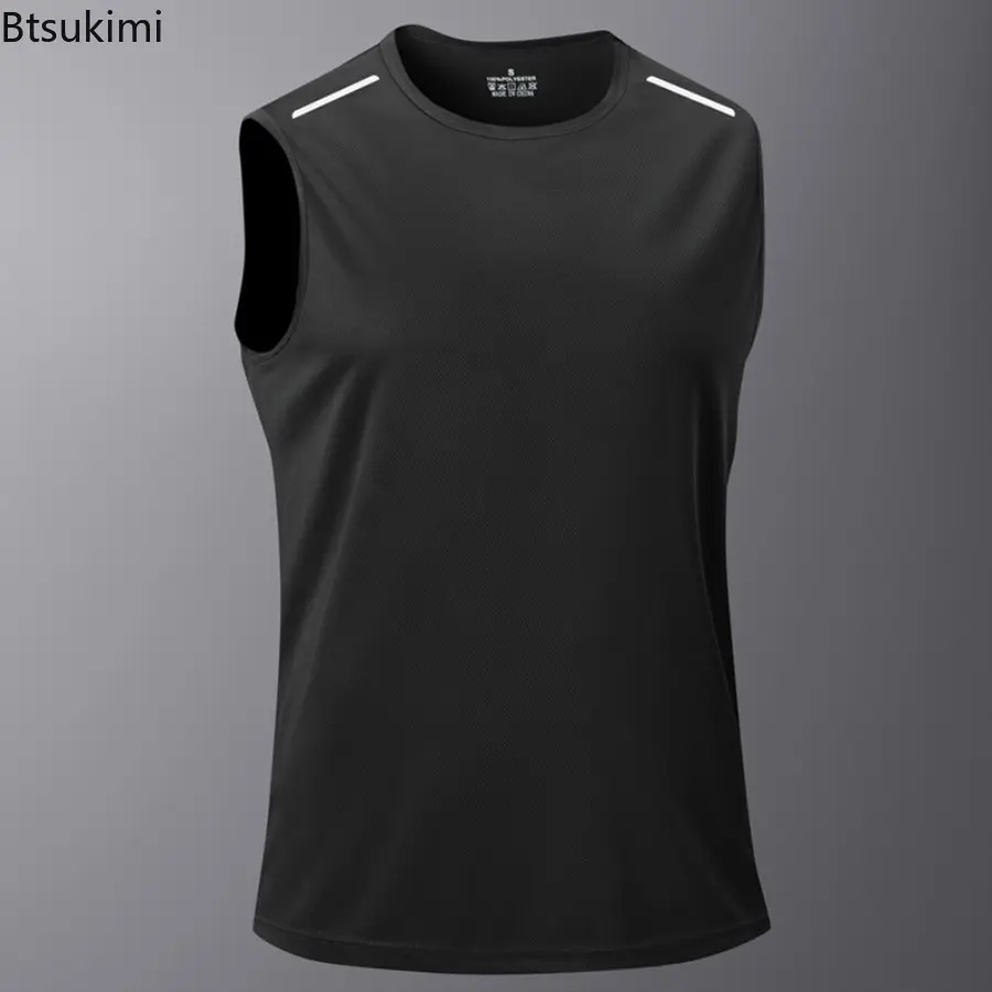 Men's New Summer Vest Sleeveless Short Sleeve Short T Sports Fitness Breathable Running Fitness Vest Quick-drying Running Tops