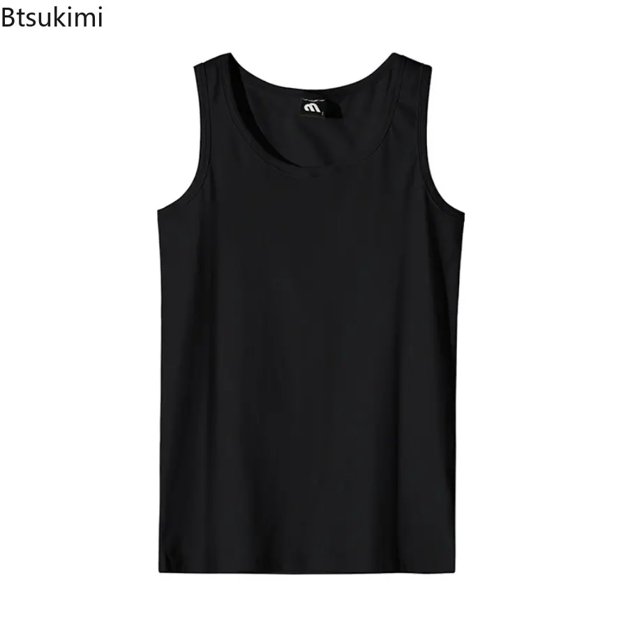 2025 Men's Summer Pure Cotton Vests Solid Color Versatile Sleeveless T-shirt Fashion and Leisure Sports Fitness Slim Fit Tops