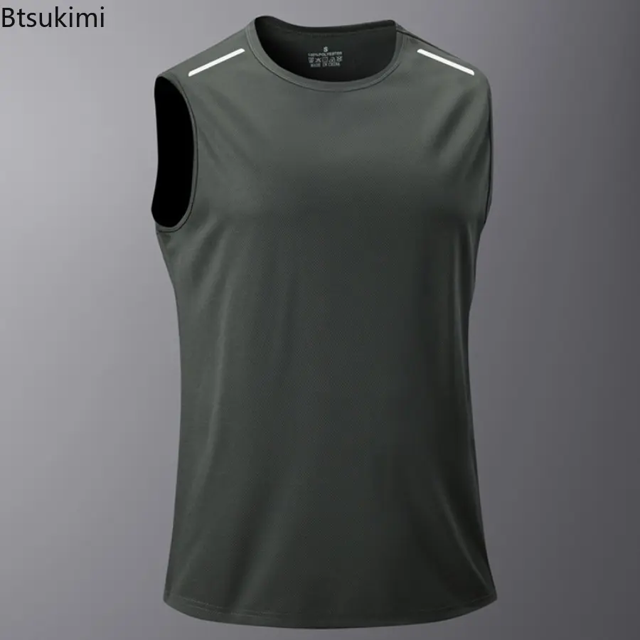 Men's New Summer Vest Sleeveless Short Sleeve Short T Sports Fitness Breathable Running Fitness Vest Quick-drying Running Tops