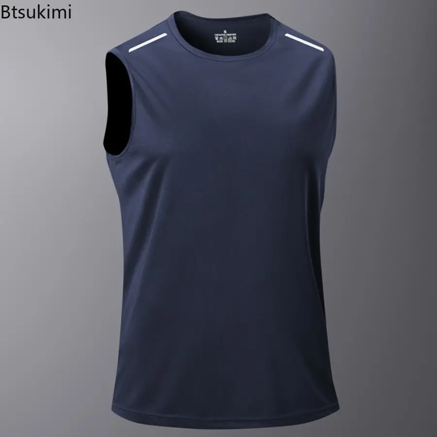 Men's New Summer Vest Sleeveless Short Sleeve Short T Sports Fitness Breathable Running Fitness Vest Quick-drying Running Tops