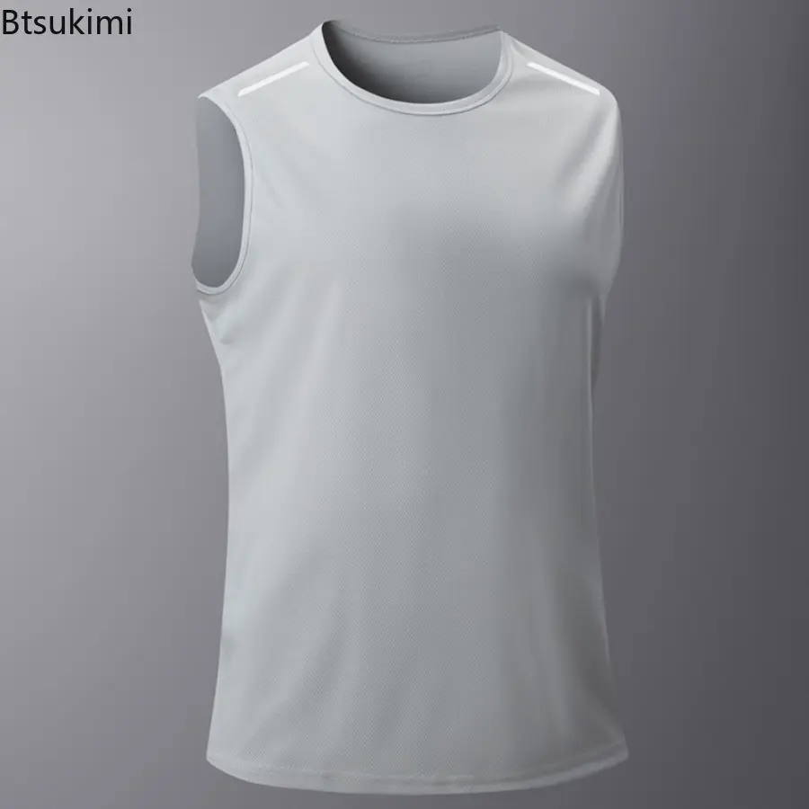 Men's New Summer Vest Sleeveless Short Sleeve Short T Sports Fitness Breathable Running Fitness Vest Quick-drying Running Tops