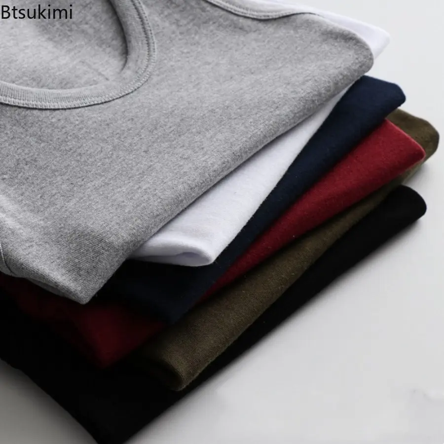 2025 Summer Tank Tops Men 100% Cotton Solid Vest Male Breathable Sleeveless Tops Slim Casual Gym Running Comfortable Undershirt