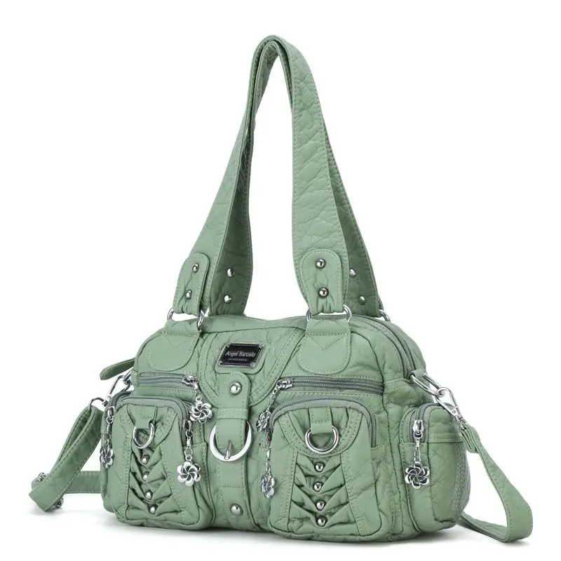  Women Handbags Satchel Top-handle Handbag PU Shoulder Bag Roomy Pocket  Pack Multi-pockets Shoulder Purse Bags