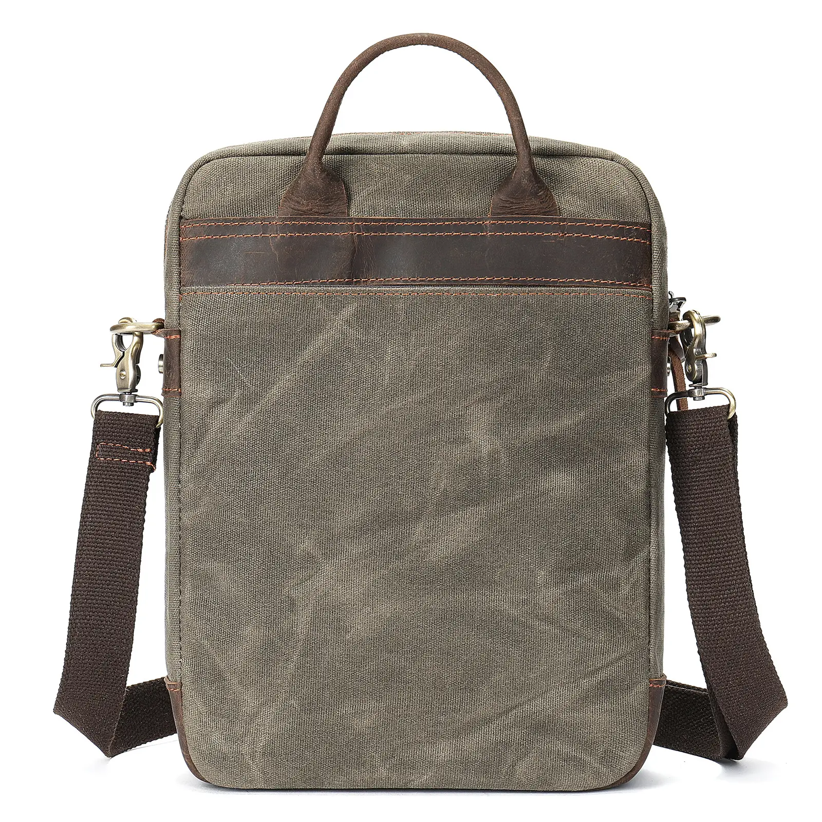 New Men's Bags Canvas Messenger Bag Vintage Leather Business Shoulder Bag Fashion Large Satchel Travel Phone Money Pack Purse