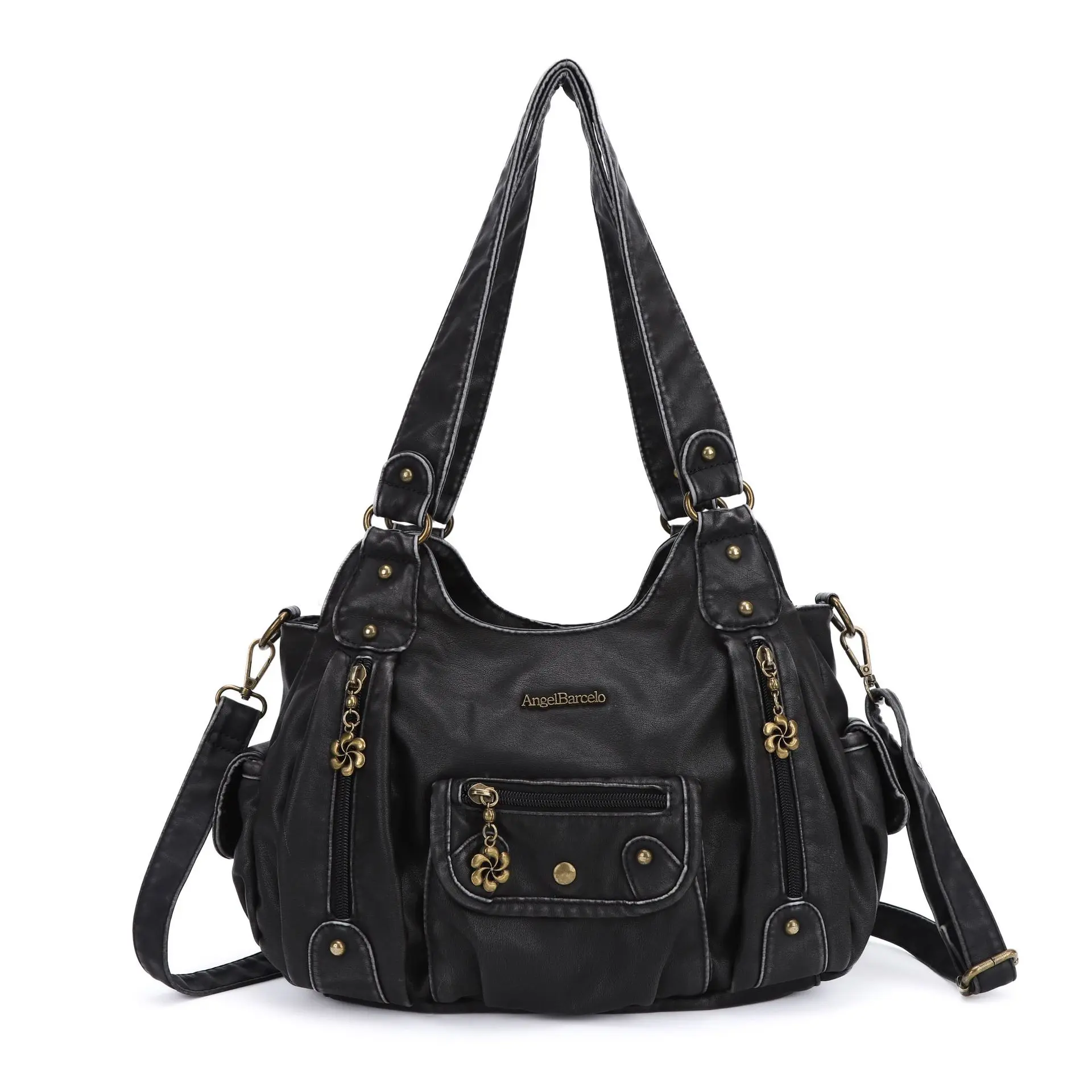  Women Handbags Satchel Top-handle Handbag Small PU Shoulder Bag 12.5”x4.4” Dumpling Pack Multi-pockets Shoulder Bags