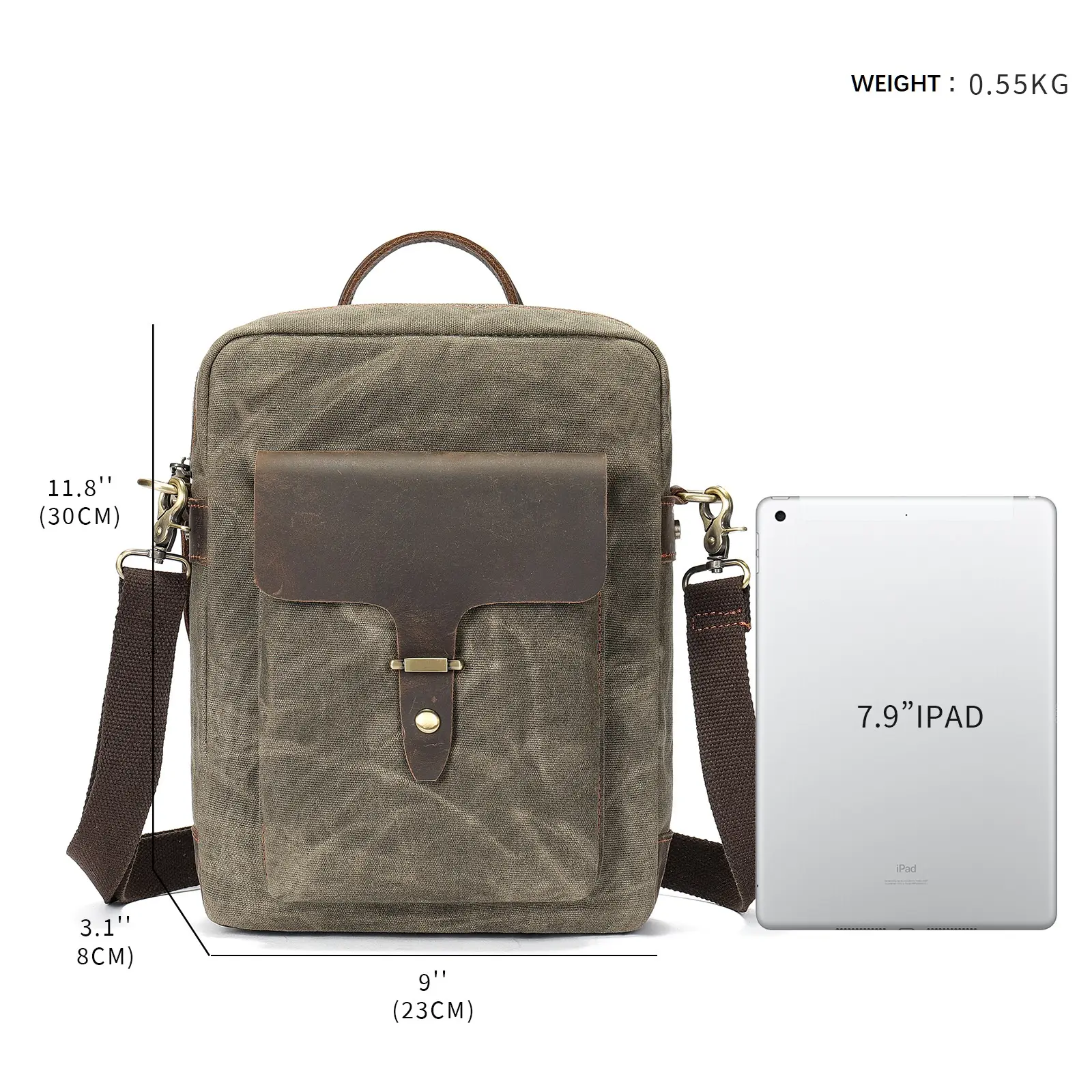 New Men's Bags Canvas Messenger Bag Vintage Leather Business Shoulder Bag Fashion Large Satchel Travel Phone Money Pack Purse