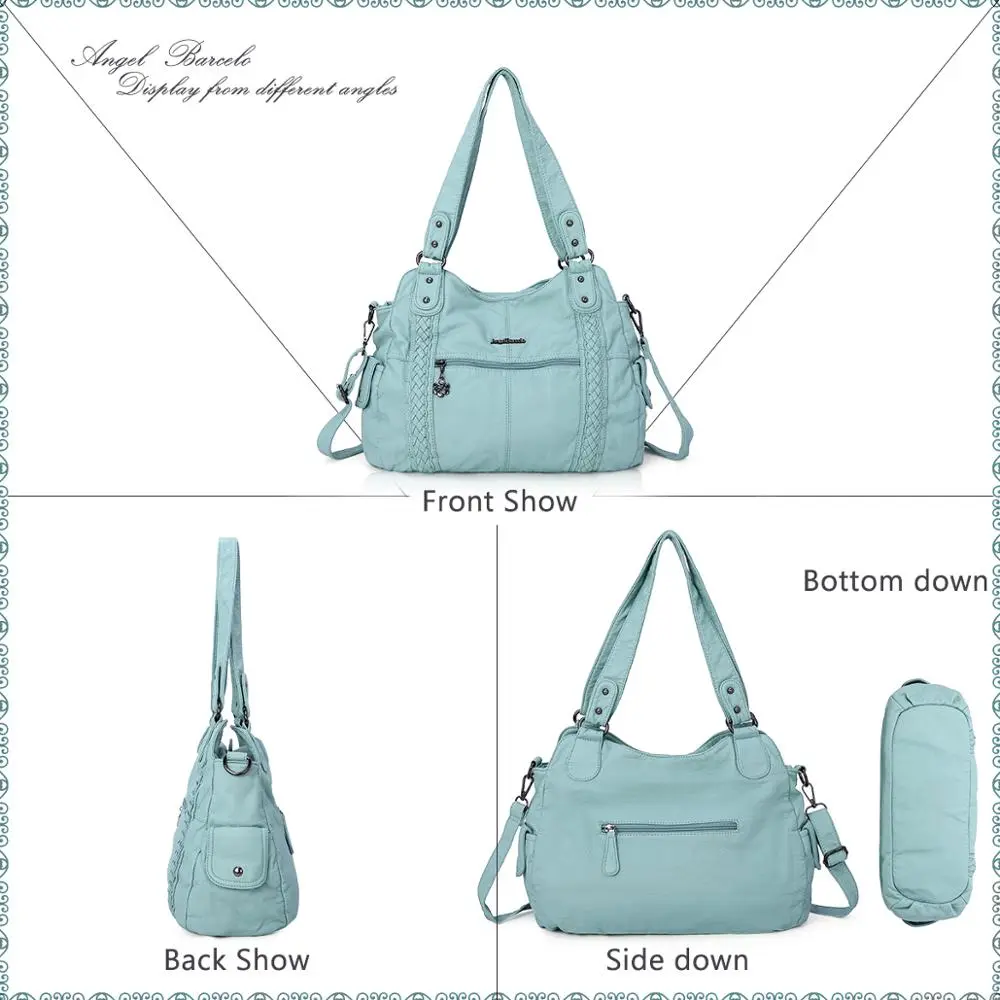 Women Handbags Fashion PU Leather Shoulder Bag Shopper Pack Fashion Multipockets Crossbody Bag Ladies Satchel Zipper Handbag