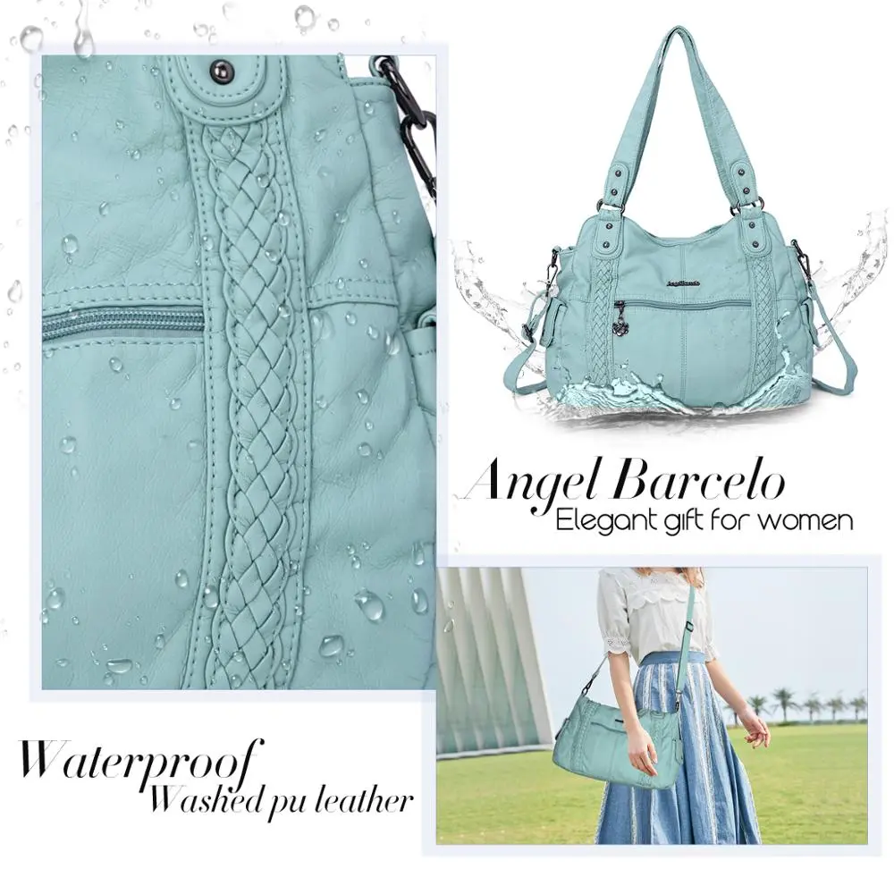 Women Handbags Fashion PU Leather Shoulder Bag Shopper Pack Fashion Multipockets Crossbody Bag Ladies Satchel Zipper Handbag