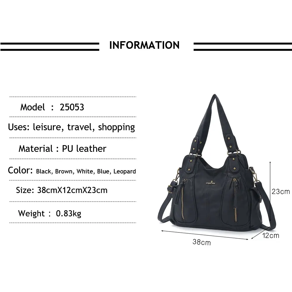 Angel kiss Bag PU Leather Shoulder Bags Women Handbags Female Satchel Large Fashion Crossbody Bag Black Leopard bolsa feminina