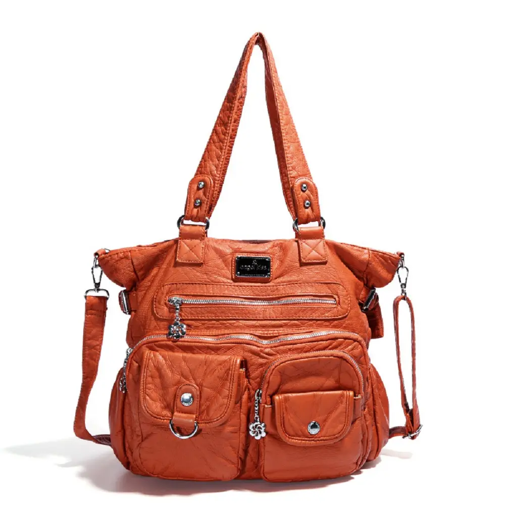 Women Handbags Multi-pockets Bag Washable PU Satchel Fashion Lady Shoulder Bag 13”x14” Casual Bags Tote Shoulder Purse