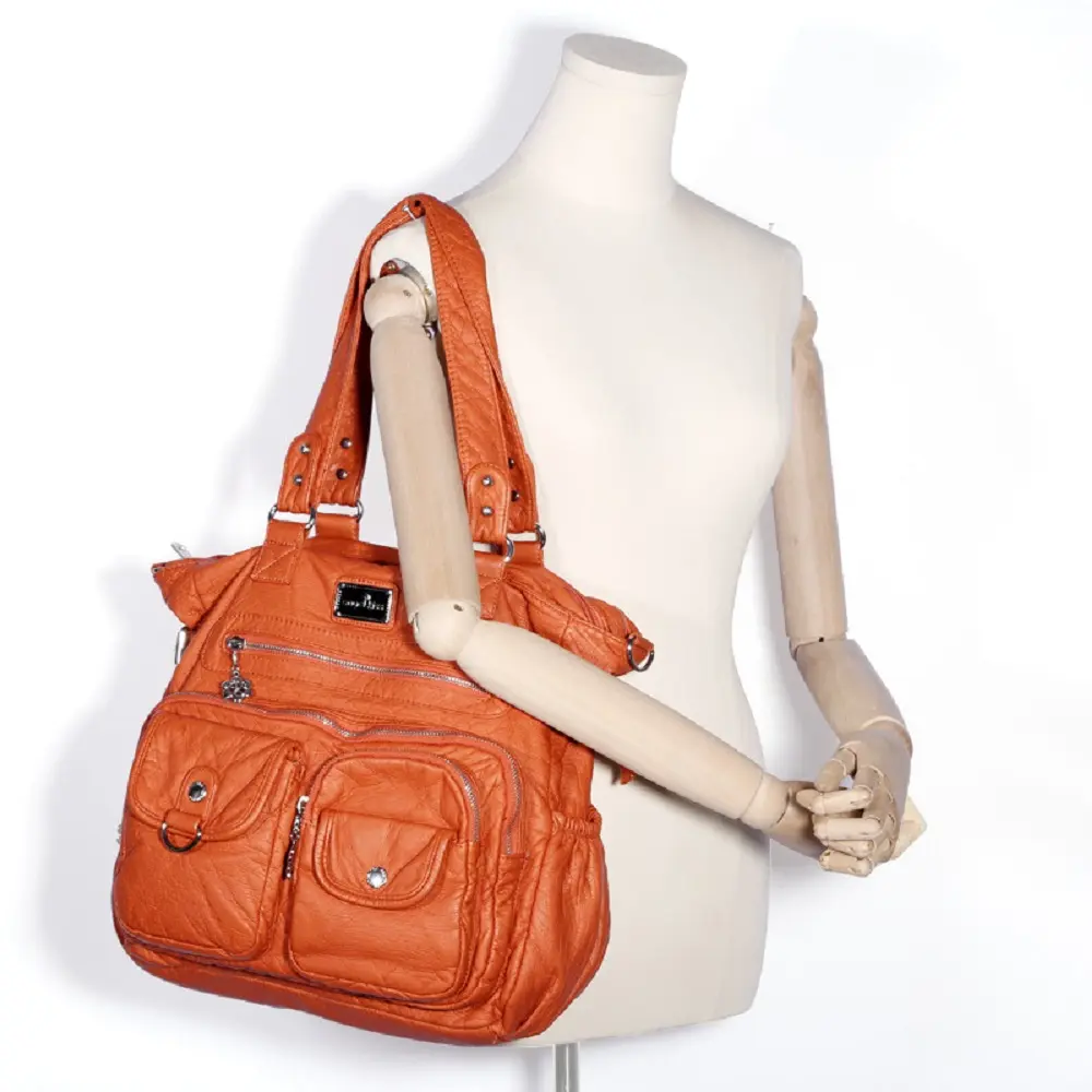 Women Handbags Multi-pockets Bag Washable PU Satchel Fashion Lady Shoulder Bag 13”x14” Casual Bags Tote Shoulder Purse