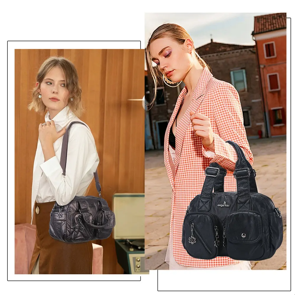 Women Handbags Small Satchel Top-handle Handbag Leisure PU Shoulder Bag Fashion Dumpling Pack Multi-pockets Shoulder Bags