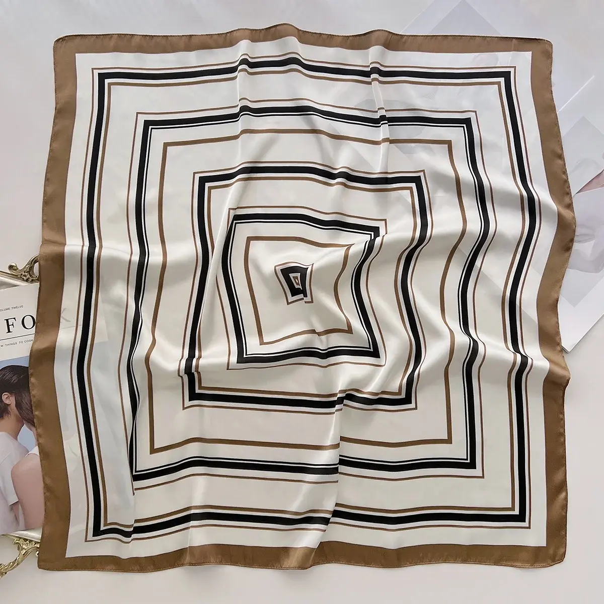 Scarf For Women Luxury Bandanna Spring/Summer Headband Hair Scarf Neckerchief Imitation Silk Square Scarf With A Shirt