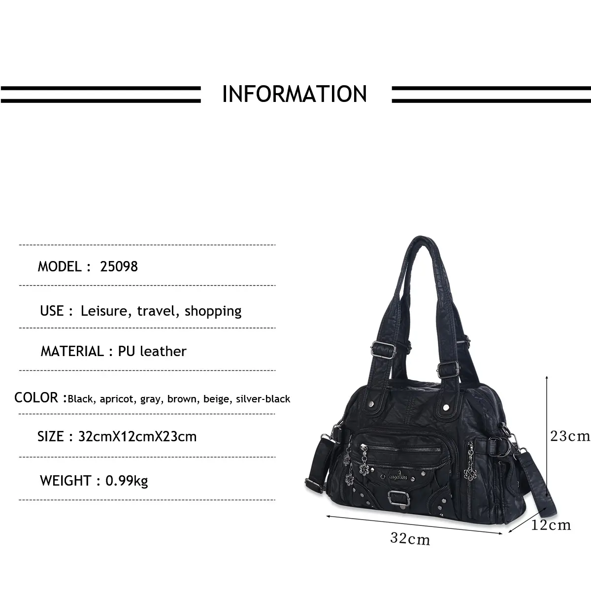 Angel kiss Women Handbags Fashion Large Shoulder Bag Vintage Top-handle Handbag Satchel Dumpling Shoulder Bag Hobos Large Purse