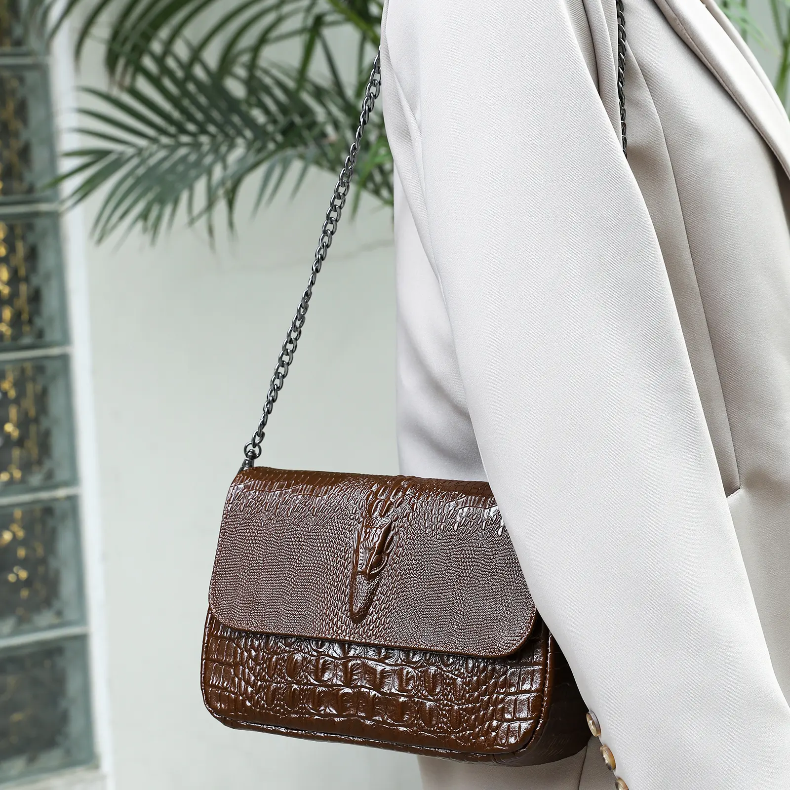 MVA Shoulder Bag Women Fashion Handbags Genuine Leather Dinner Bags Large Crocodile Satchel Luxury Handbag Purse bolsa feminina