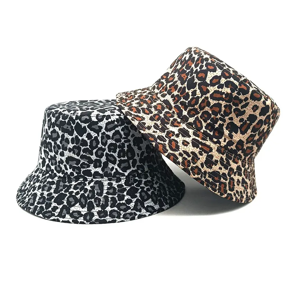 Outing Sun-proof Hat Reversible Leopard Print Bucket Hat Big Brim Fisherman Cap Unisex Fishing Hat Double Sides Panama Cap