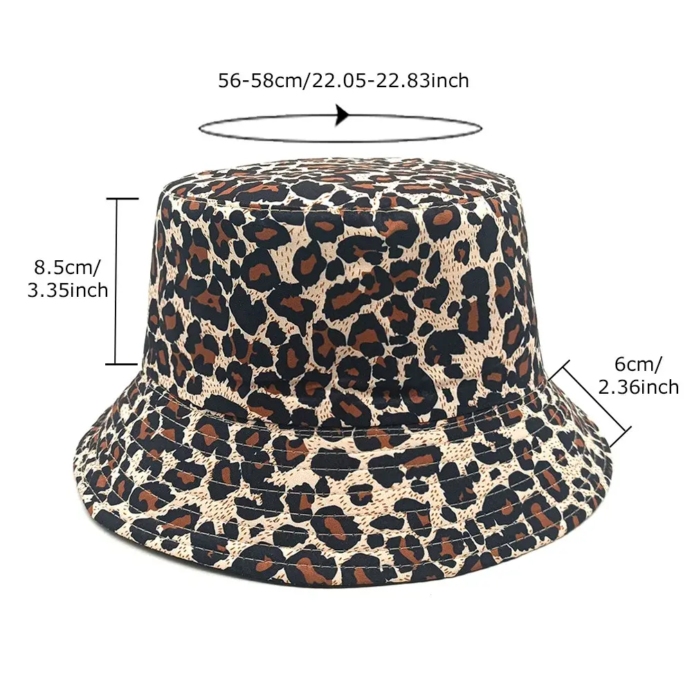 Outing Sun-proof Hat Reversible Leopard Print Bucket Hat Big Brim Fisherman Cap Unisex Fishing Hat Double Sides Panama Cap