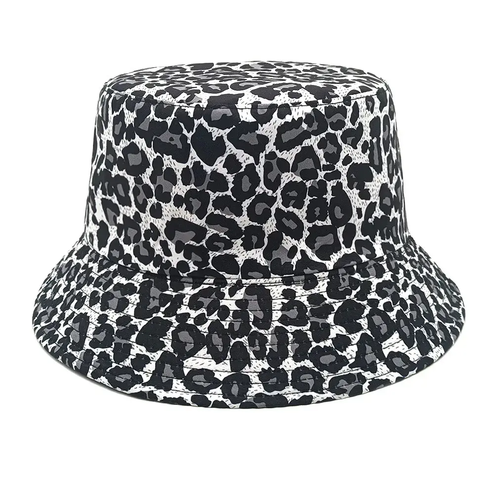 Outing Sun-proof Hat Reversible Leopard Print Bucket Hat Big Brim Fisherman Cap Unisex Fishing Hat Double Sides Panama Cap