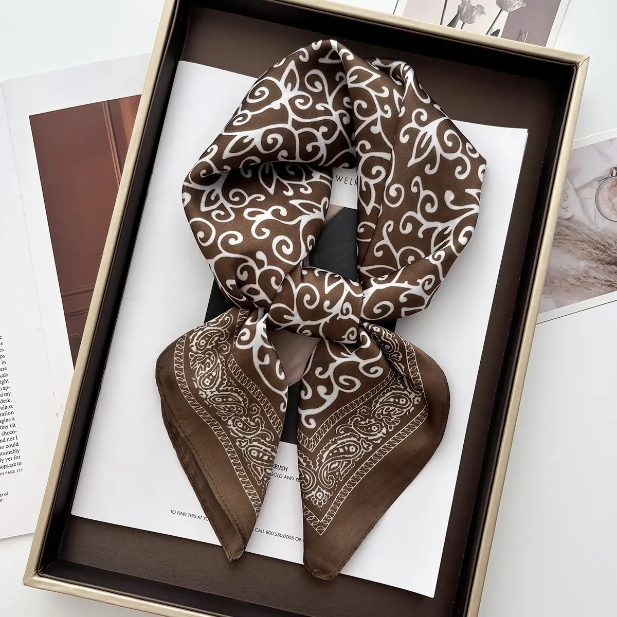 High Quality Print Brand Scarves Soft Satin Square Scarves Neckerchief Women Shawls Hijab Scarf Bandana 70X70CM