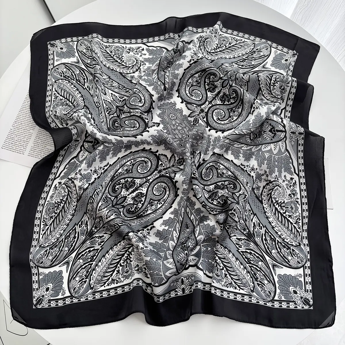 Print 70cm Floral Satin Headkerchief Women Luxury Design Neck Tie Scarf Female Hair Hand Wrist Foulard Shawl Hijab Bandana New