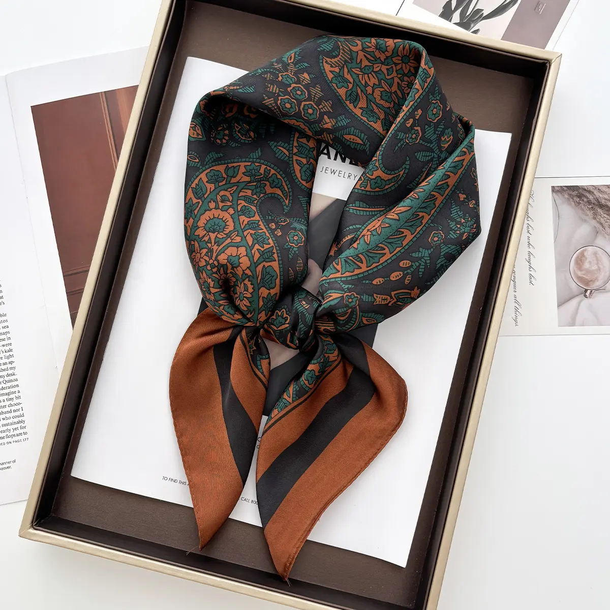 Print 70cm Floral Satin Headkerchief Women Luxury Design Neck Tie Scarf Female Hair Hand Wrist Foulard Shawl Hijab Bandana New