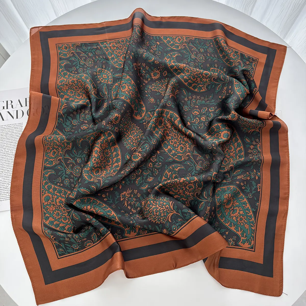 Print 70cm Floral Satin Headkerchief Women Luxury Design Neck Tie Scarf Female Hair Hand Wrist Foulard Shawl Hijab Bandana New