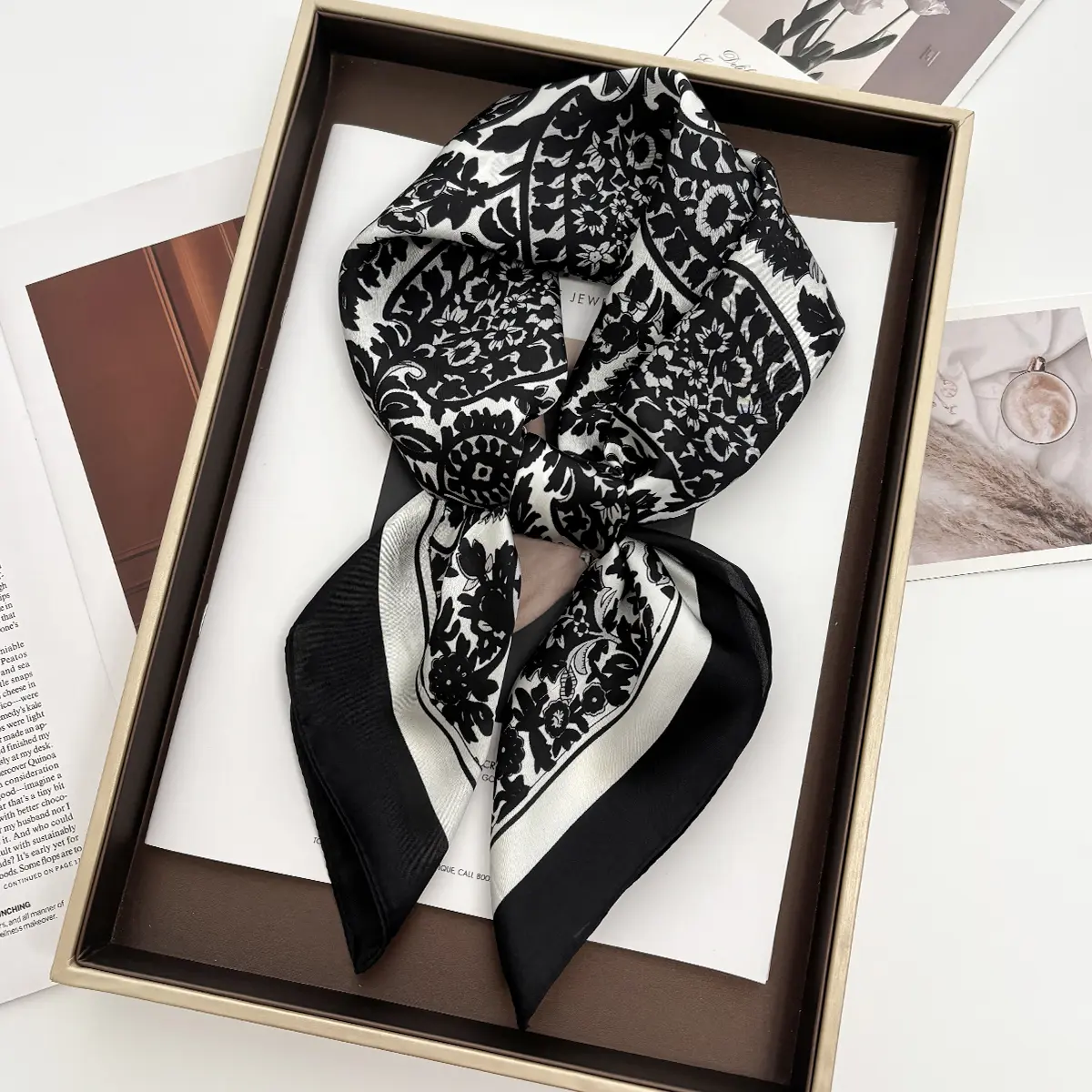 Luxury Design 70cm Satin Square Print Scarf Women Scarves Bandana Hijab Neckerchief Shawl Kerchief Hair Band Foulard Lady