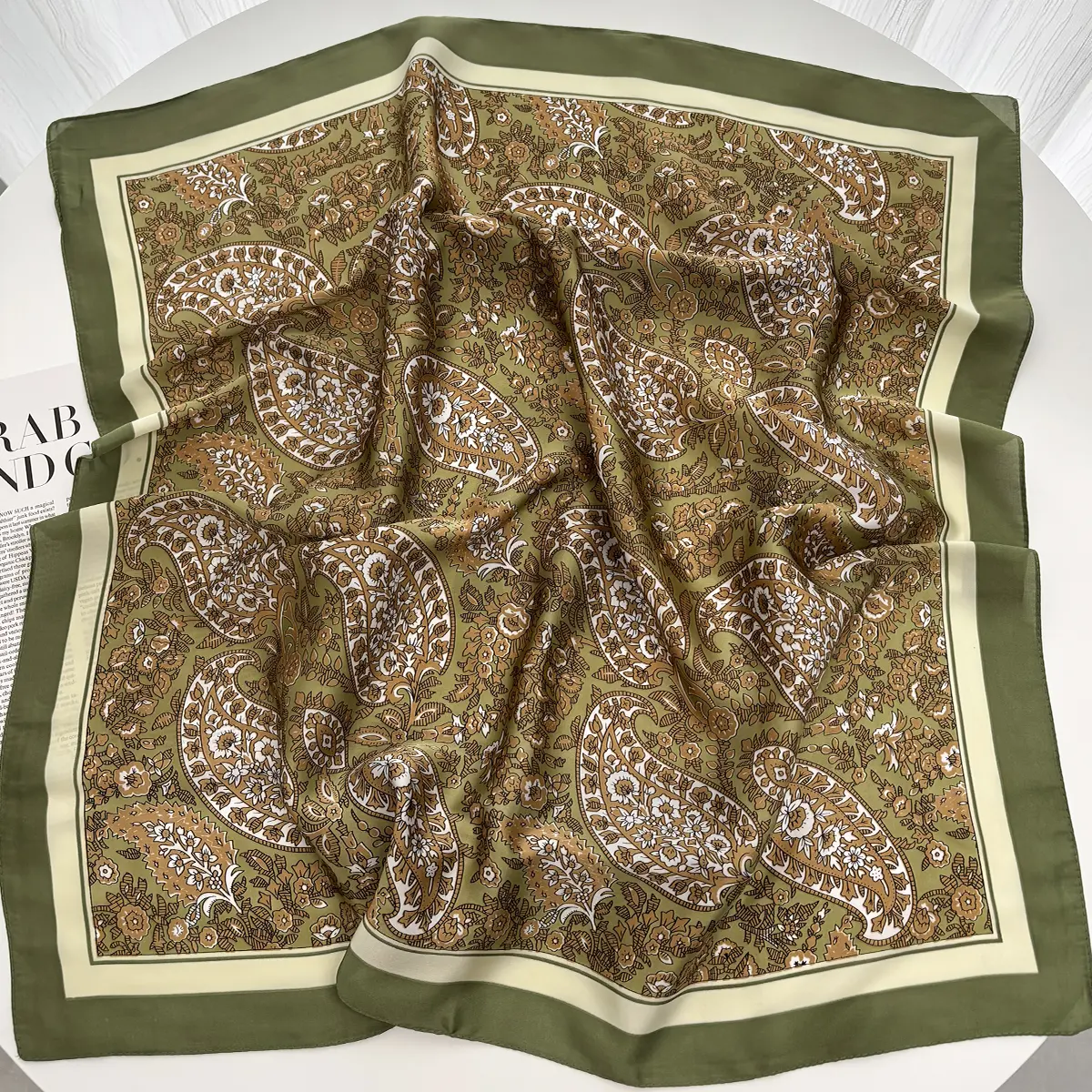 Luxury Design 70cm Satin Square Print Scarf Women Scarves Bandana Hijab Neckerchief Shawl Kerchief Hair Band Foulard Lady