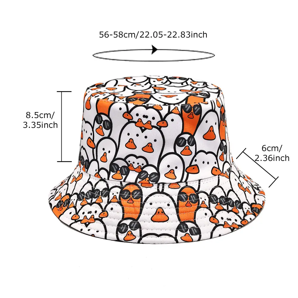 Colorful Printing Bucket Hat Cartoon Pattern Fisherman Hats Double Sides Panama Cap Unisex Hot Selling New Style