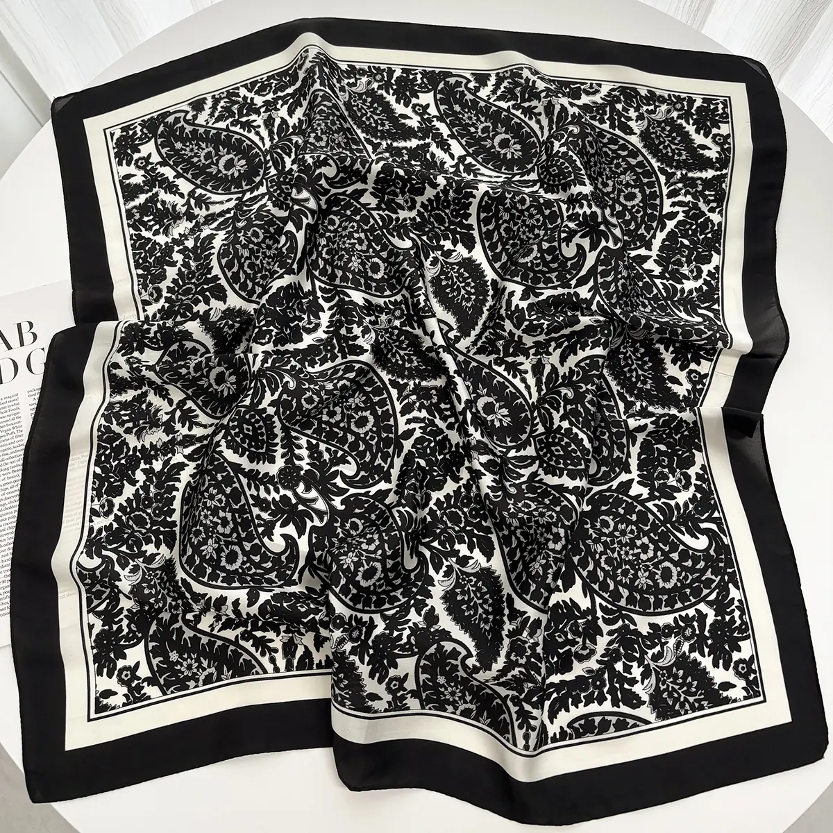Luxury Design 70cm Satin Square Print Scarf Women Scarves Bandana Hijab Neckerchief Shawl Kerchief Hair Band Foulard Lady