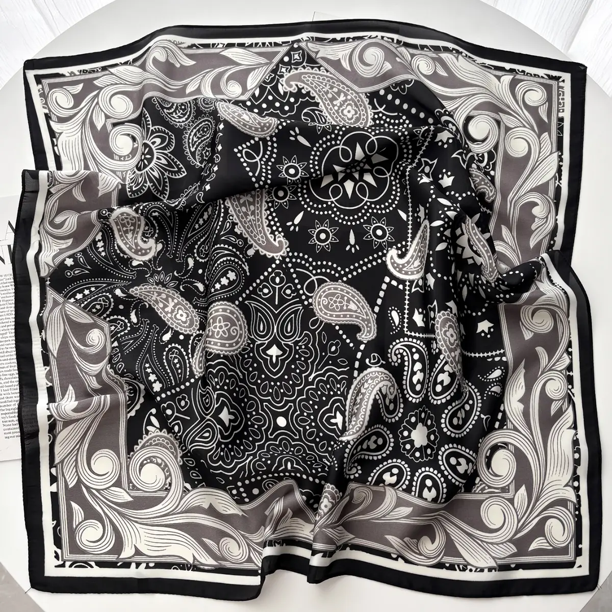 70*70cm Silk Square Scarfs Women Headscarf Foulard Bandana Pink Floral Print Neckerchief Soft Head Scarves Female Hijab Neck Tie