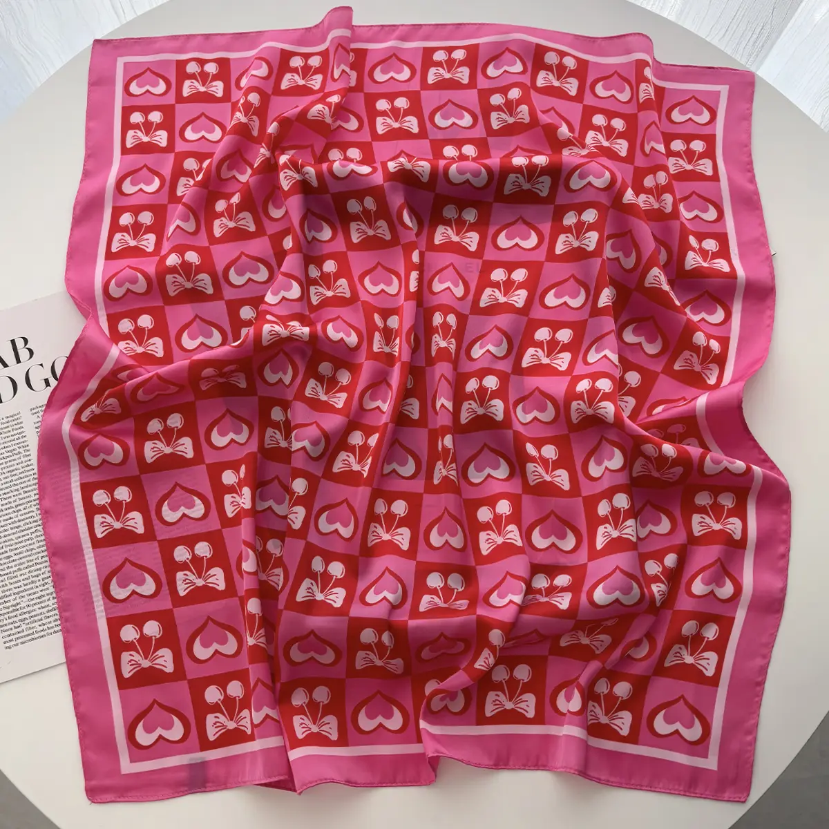 Clock Pattern Luxury Square Scarves Women's Satin Scarf Bandana Neckerchief Neckties Hairbands Bags Foulard Shawl