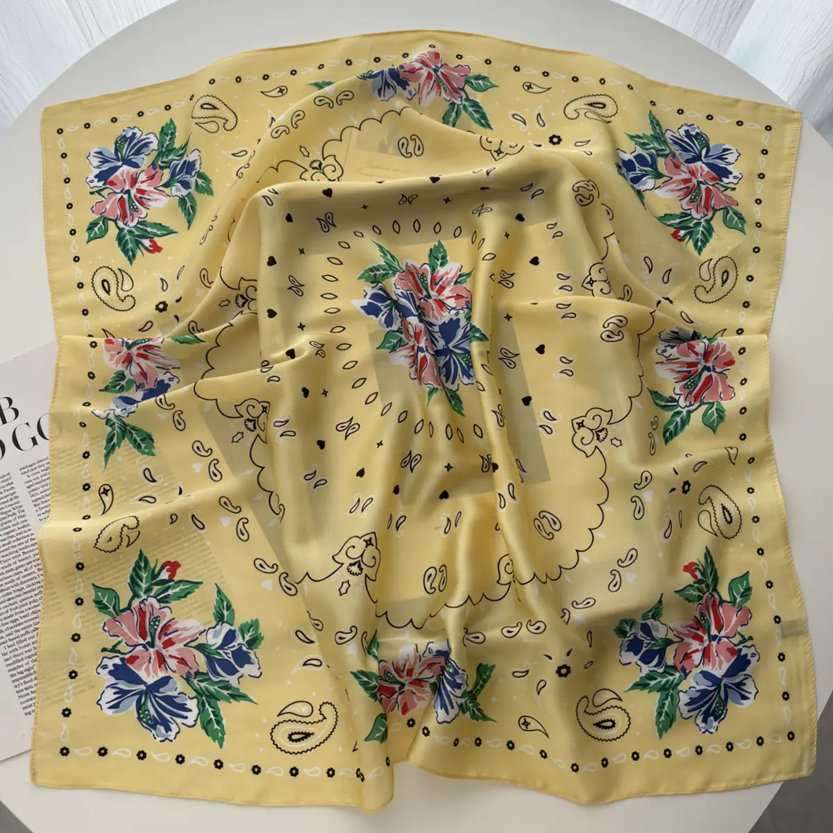 Clock Pattern Luxury Square Scarves Women's Satin Scarf Bandana Neckerchief Neckties Hairbands Bags Foulard Shawl
