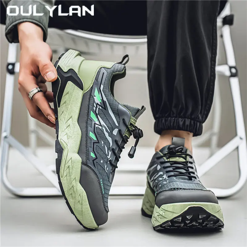Sports Color Blocked Sneakers Thick Soled Shoes Casual Men's Shoes All Seasons Youth Outdoor Mesh Shoes White Running Shoes