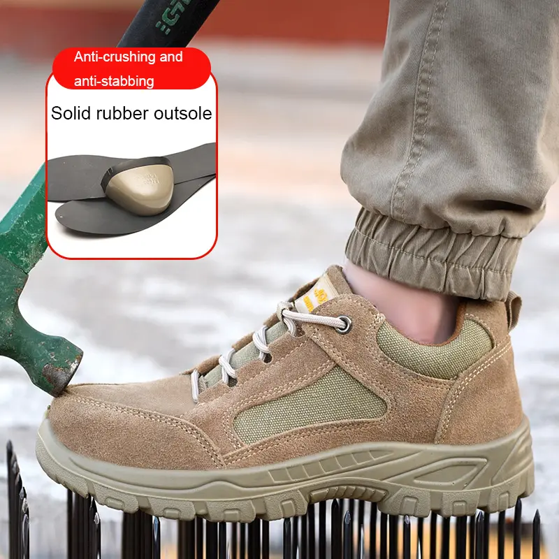 Comfortable Outdoor Safety Shoes Men Breathable Anti-smashing Puncture Anti Slip Abrasion Resistant Lightweight Work Shoes
