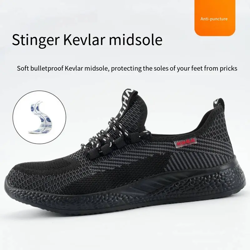 Anti-slip Wear-resistant Safety Protective Shoes Men Mesh Comfortable Breathable Anti-Smashing Anti-Stabbing Work Shoes