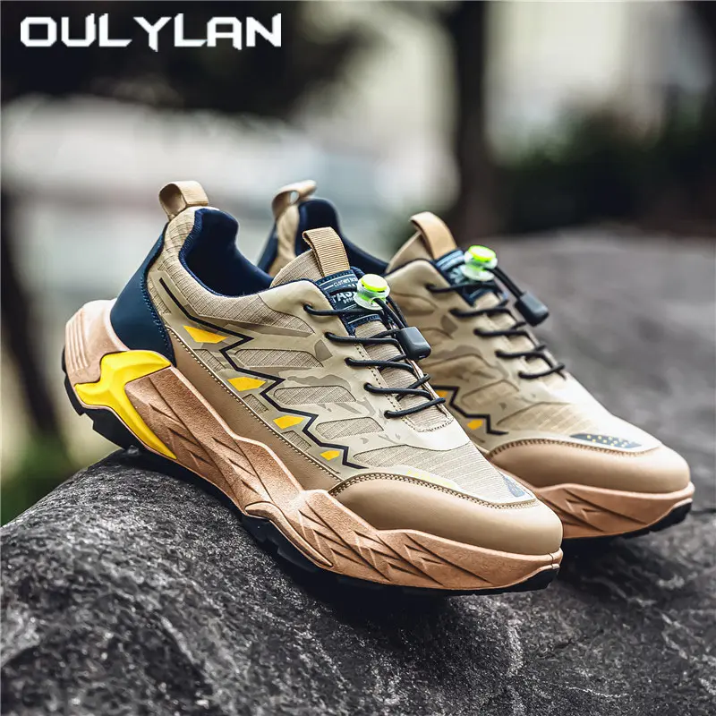 Sports Color Blocked Sneakers Thick Soled Shoes Casual Men's Shoes All Seasons Youth Outdoor Mesh Shoes White Running Shoes