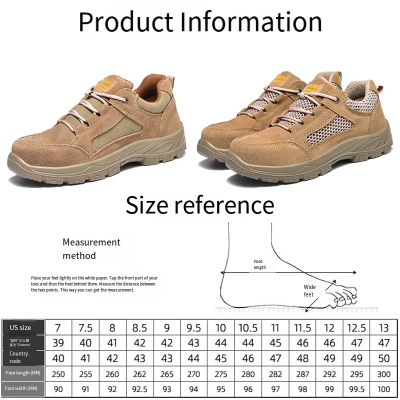 Comfortable Outdoor Safety Shoes Men Breathable Anti-smashing Puncture Anti Slip Abrasion Resistant Lightweight Work Shoes