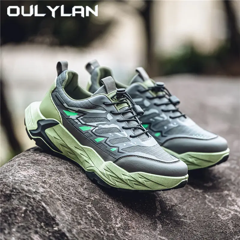 Sports Color Blocked Sneakers Thick Soled Shoes Casual Men's Shoes All Seasons Youth Outdoor Mesh Shoes White Running Shoes