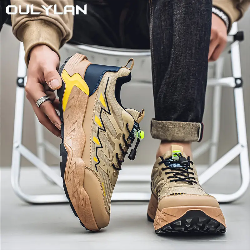 Sports Color Blocked Sneakers Thick Soled Shoes Casual Men's Shoes All Seasons Youth Outdoor Mesh Shoes White Running Shoes