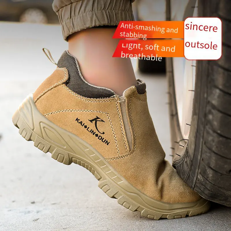 Protect Work Shoes Men Comfortable Anti Scald Anti-smashing Puncture Anti Slip Abrasion Resistant  Lightweight Safety Shoes