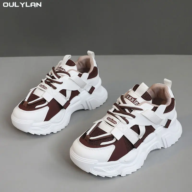 Oulylan Woman Fashion Sports Running Shoes Walking Footwear Sneakers Luxury Shoes Thick-soled Sneakers Breathable Shoe