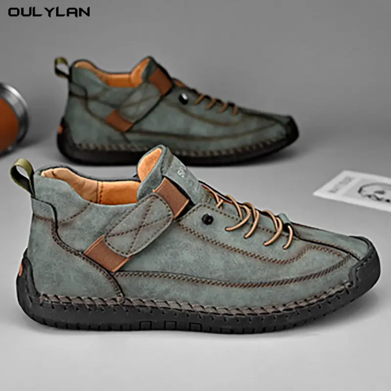 2025 Hot-sale Leather Workwear Stitched Men's Walking Footwear Men's Martin Boots Low Top Large Size Outdoor Casual Shoes