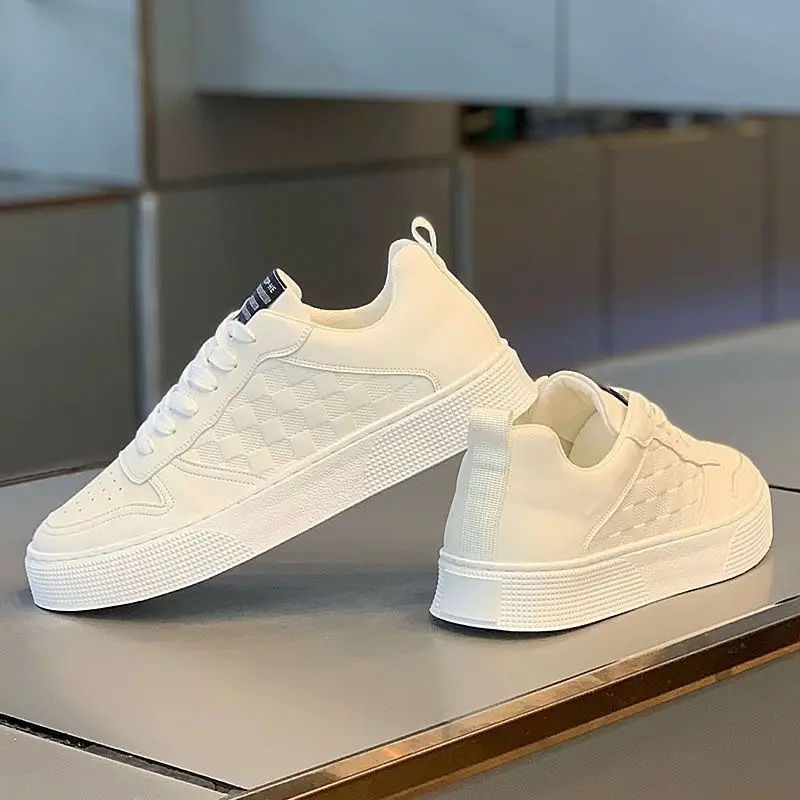 Oulylan 2025 Summer Breathable White Shoes For Men Trendy and Versatile Thick Soled Sports Shoes