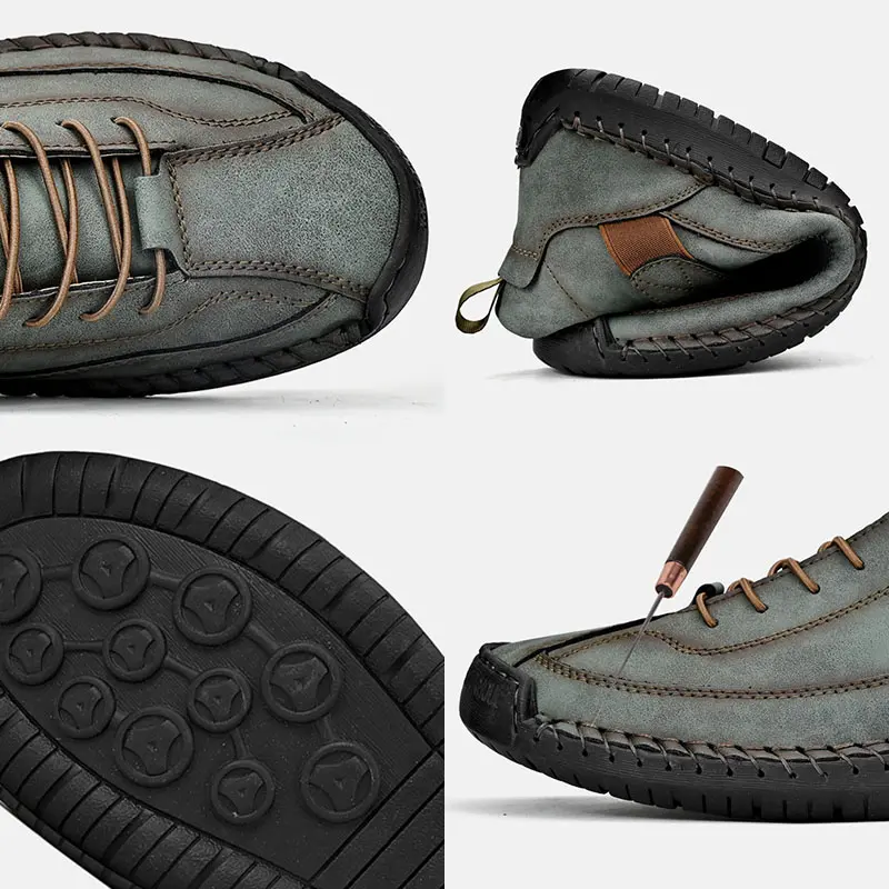 2025 Hot-sale Leather Workwear Stitched Men's Walking Footwear Men's Martin Boots Low Top Large Size Outdoor Casual Shoes