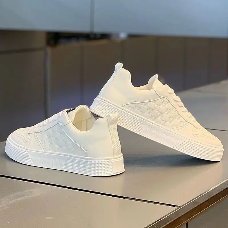 Oulylan 2025 Summer Breathable White Shoes For Men Trendy and Versatile Thick Soled Sports Shoes