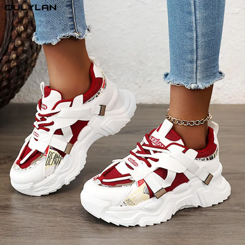 Oulylan Woman Fashion Sports Running Shoes Walking Footwear Sneakers Luxury Shoes Thick-soled Sneakers Breathable Shoe