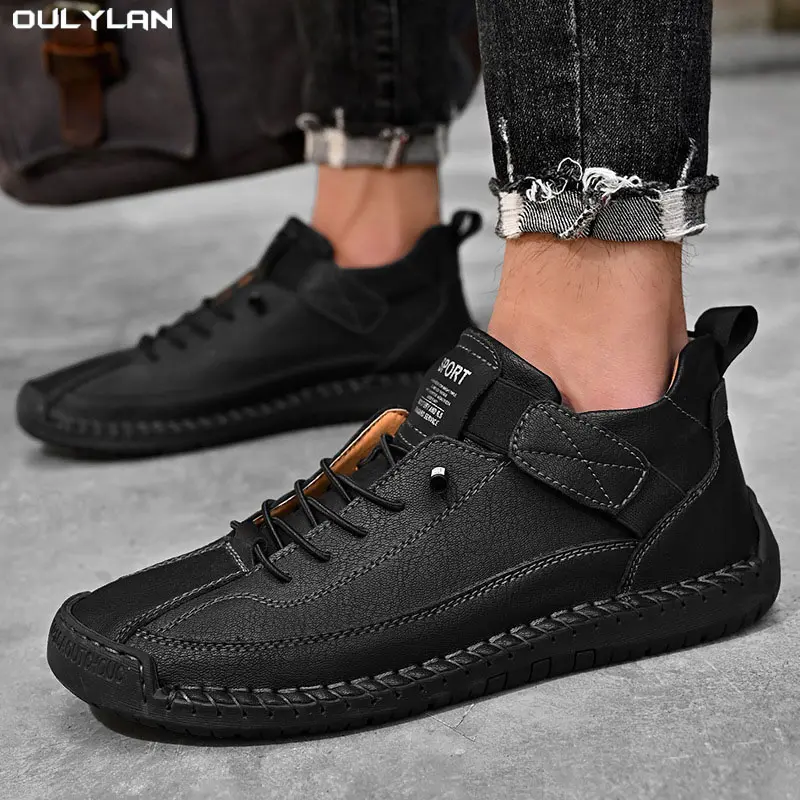 2025 Hot-sale Leather Workwear Stitched Men's Walking Footwear Men's Martin Boots Low Top Large Size Outdoor Casual Shoes